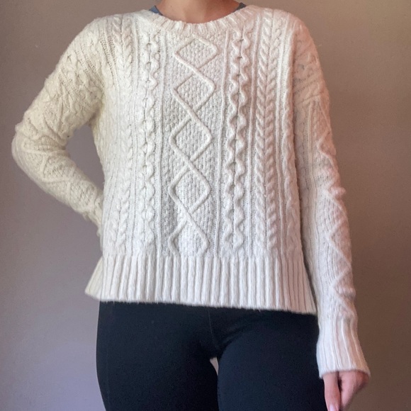 American Eagle Outfitters Sweaters - AE Soft Creamy White Cable Knit Sweater